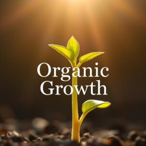 Tree growing from coins symbolizing organic business growth"